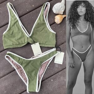 ACACIA Set - Piped Komala Bikini Top & Parker Bottoms in Peyote Check - L/M